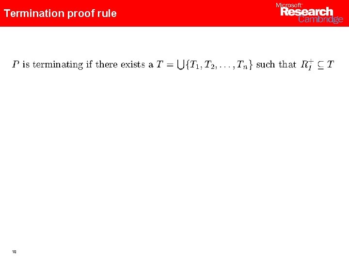 Termination proof rule 19 