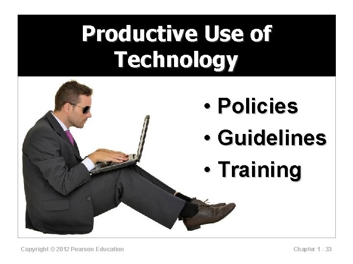 Productive Use of Technology • Policies • Guidelines • Training Copyright © 2012 Pearson