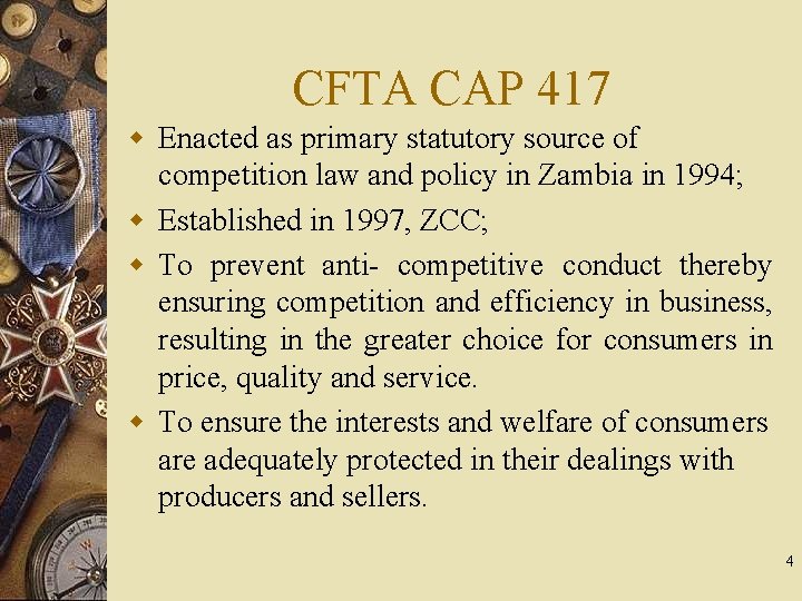 CFTA CAP 417 w Enacted as primary statutory source of competition law and policy