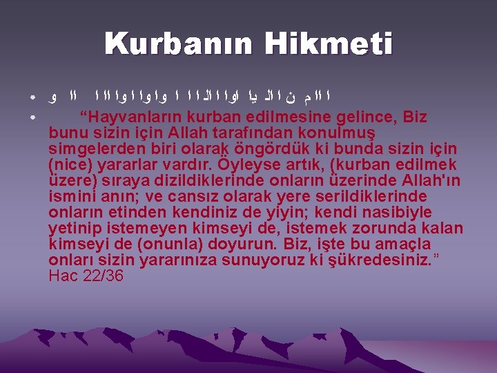 Kurbanın Hikmeti ● ● ﺍﺍ ﻭ ﺍ ﺍﺍ ﻡ ﻥ ﺍ ﺍﻟ ﻳﺍ ﺍﻭﺍ