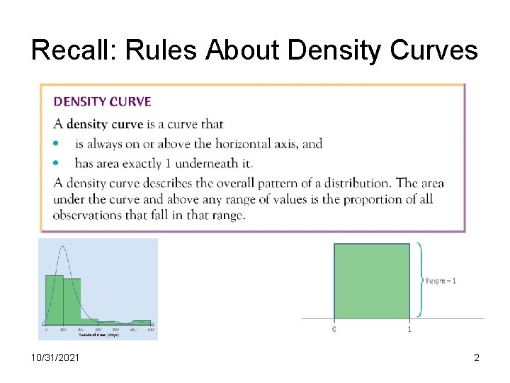 Recall: Rules About Density Curves 10/31/2021 2 