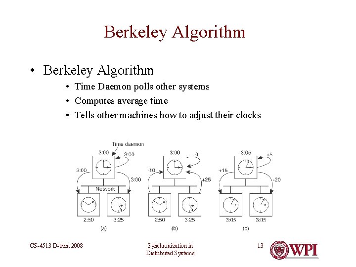 Berkeley Algorithm • Time Daemon polls other systems • Computes average time • Tells