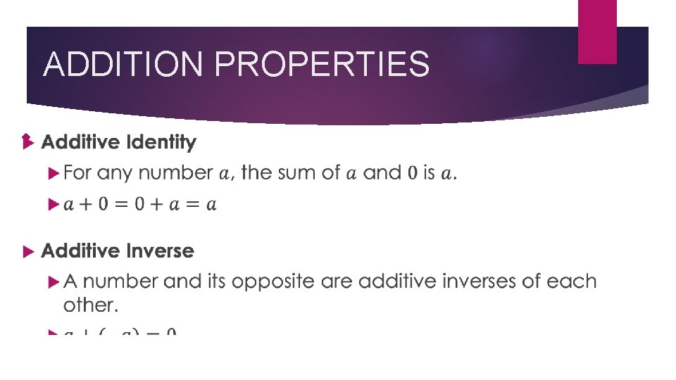 ADDITION PROPERTIES 