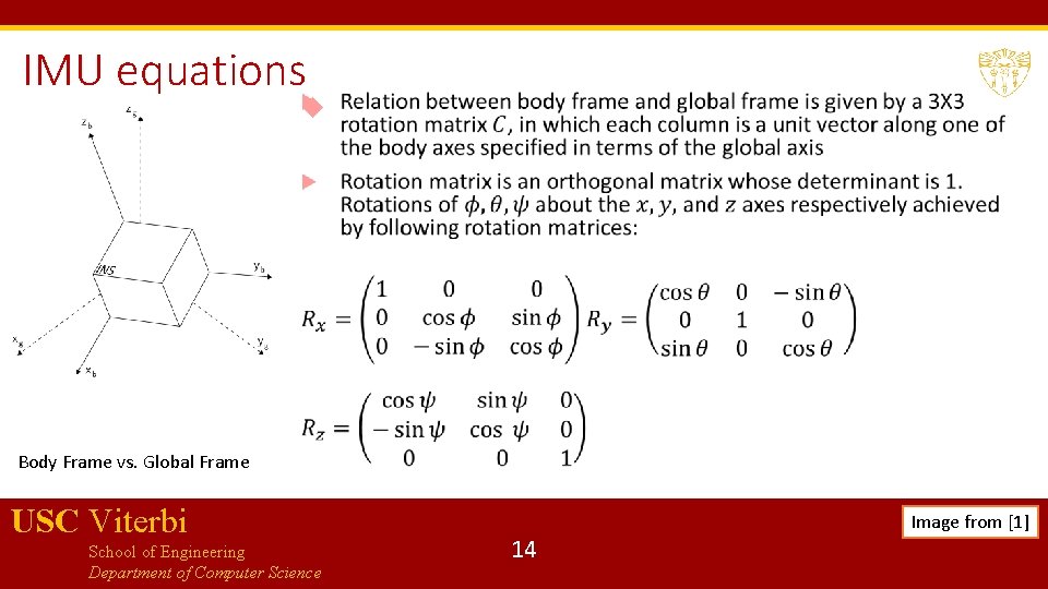 IMU equations Body Frame vs. Global Frame USC Viterbi School of Engineering Department of