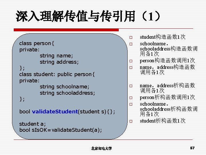 深入理解传值与传引用（1） o class person{ private: string name; string address; }; class student: public person{