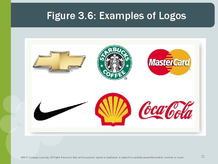 Figure 3. 6: Examples of Logos © 2013 Cengage Learning. All Rights Reserved. May