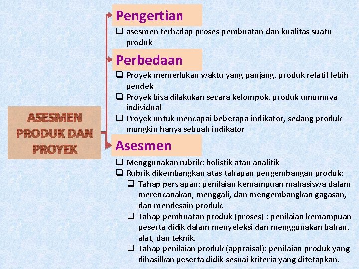 Pengertian q asesmen terhadap proses pembuatan dan kualitas suatu produk Perbedaan ASESMEN PRODUK DAN