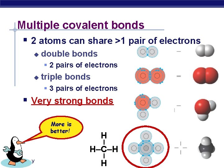 Multiple covalent bonds § 2 atoms can share >1 pair of electrons u double