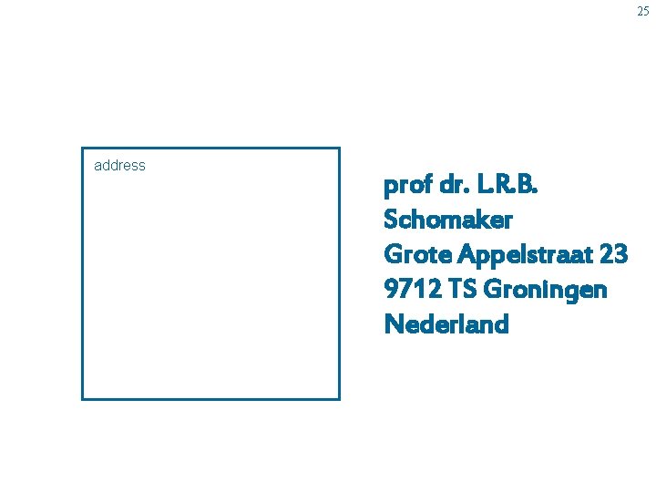 25 address prof dr. L. R. B. Schomaker Grote Appelstraat 23 9712 TS Groningen
