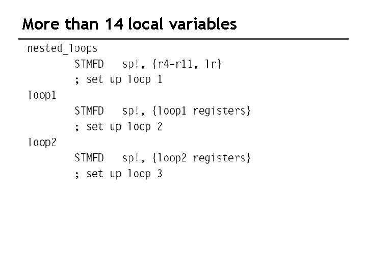 More than 14 local variables 