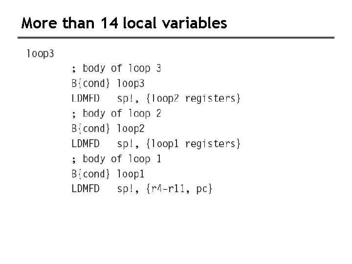 More than 14 local variables 