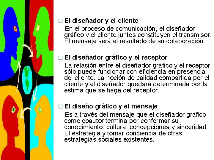 � El diseñador y el cliente En el proceso de comunicación, el diseñador gráfico