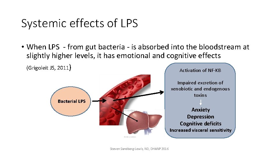 Systemic effects of LPS • When LPS - from gut bacteria - is absorbed