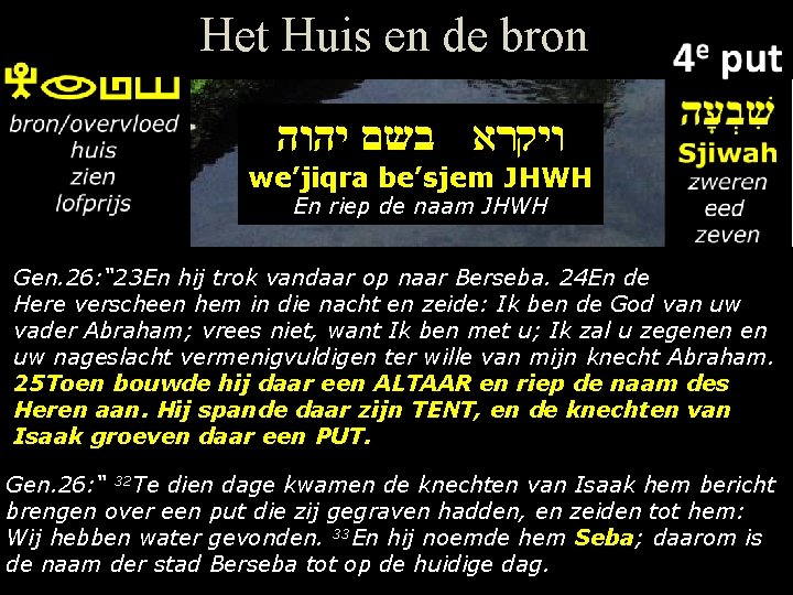 Het Huis en de bron ויקרא בשם יהוה we’jiqra be’sjem JHWH En riep de