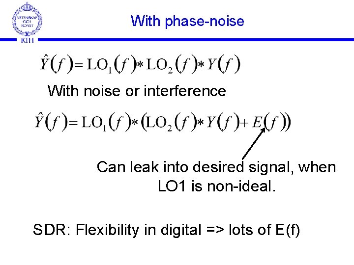 With phase-noise With noise or interference Can leak into desired signal, when LO 1