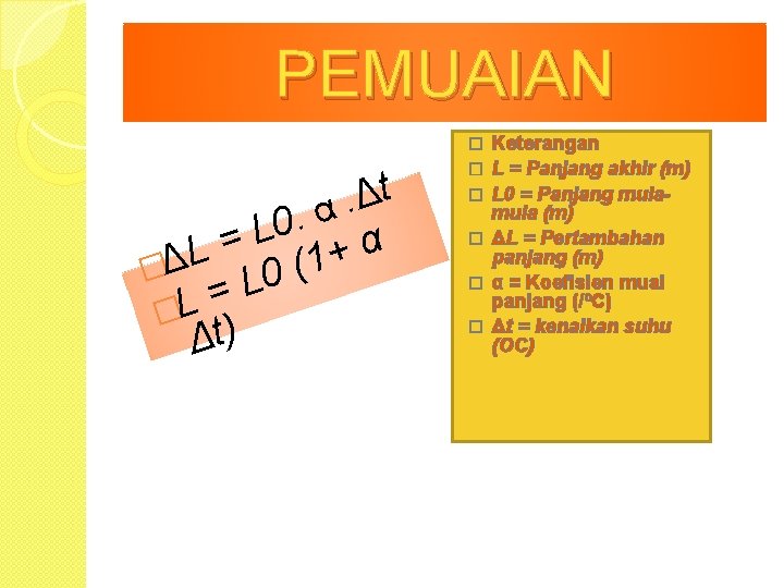 PEMUAIAN � t Δ. α. 0 L α = L + 1 ( �Δ