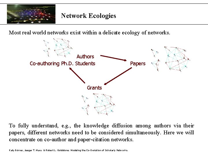 Network Ecologies Most real world networks exist within a delicate ecology of networks. Authors