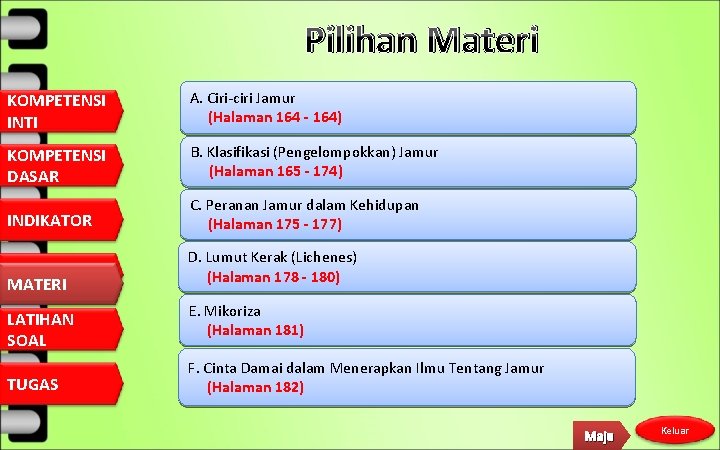 Pilihan Materi KOMPETENSI INTI A. Ciri-ciri Jamur (Halaman 164 - 164) KOMPETENSI DASAR B.