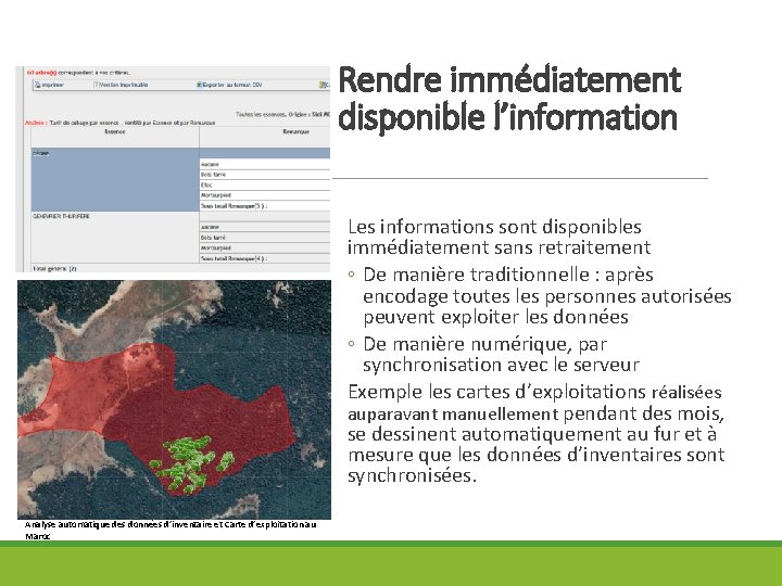 Rendre immédiatement disponible l’information Les informations sont disponibles immédiatement sans retraitement ◦ De manière