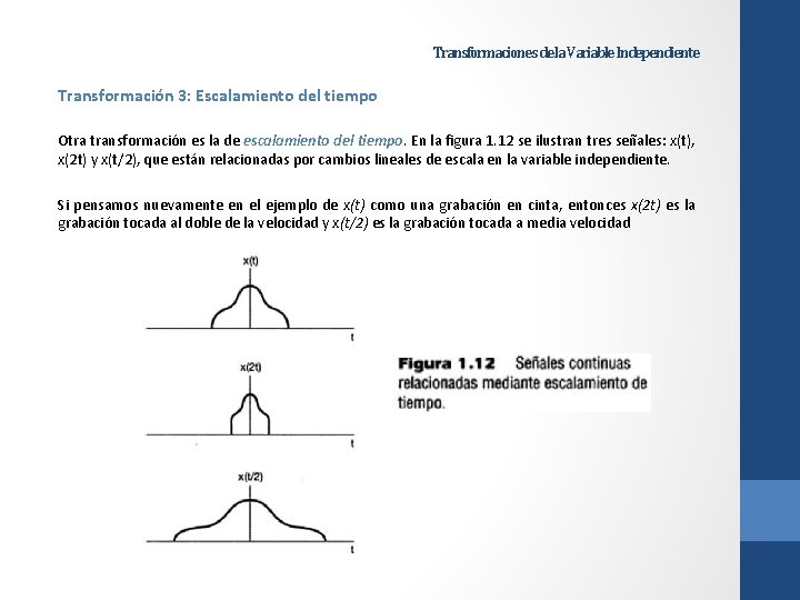 Transformaciones de la Variable Independiente Transformación 3: Escalamiento del tiempo Otra transformación es la Transformaciones de la Variable Independiente Transformación 3: Escalamiento del tiempo Otra transformación es la