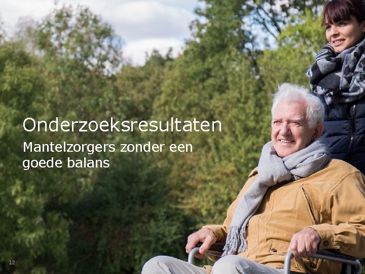 Onderzoeksresultaten Mantelzorgers zonder een goede balans 12 