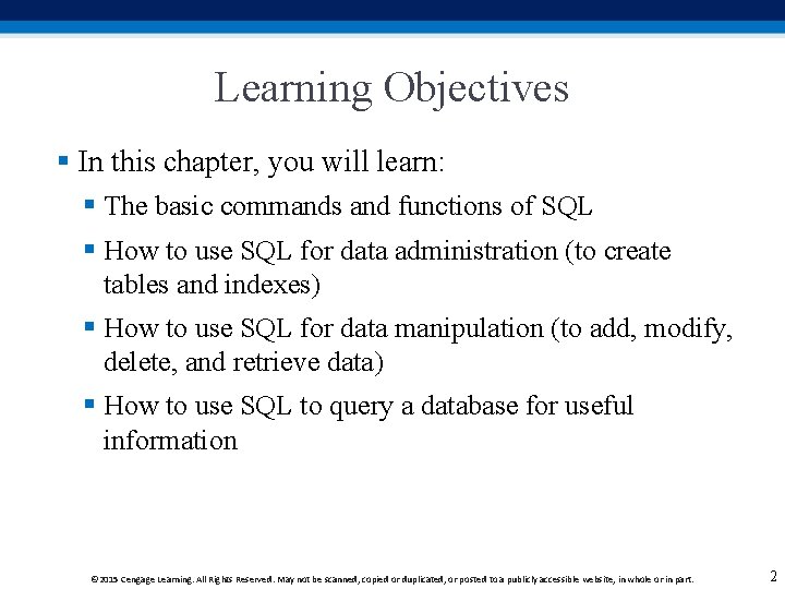 Learning Objectives § In this chapter, you will learn: § The basic commands and Learning Objectives § In this chapter, you will learn: § The basic commands and