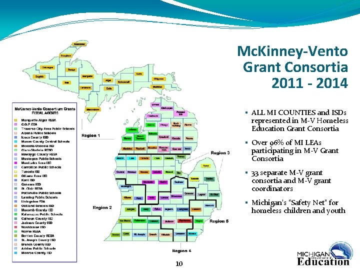 Mc. Kinney-Vento Grant Consortia 2011 - 2014 § ALL MI COUNTIES and ISDs represented