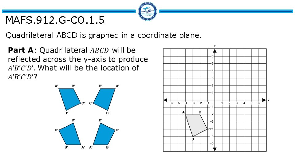 MAFS. 912. G-CO. 1. 5 Quadrilateral ABCD is graphed in a coordinate plane. 