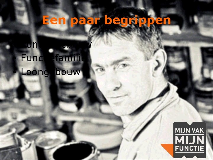 Een paar begrippen • Functiegebouw • Functiefamilie • Loongebouw 