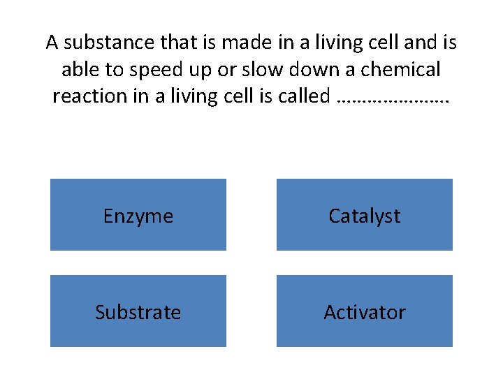 A substance that is made in a living cell and is able to speed