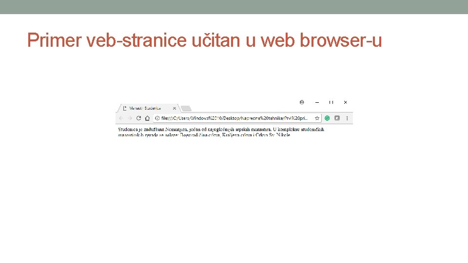 Primer veb-stranice učitan u web browser-u 
