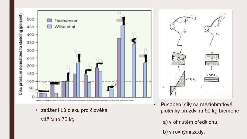  • zatížení L 3 disku pro člověka vážícího 70 kg • Působení síly