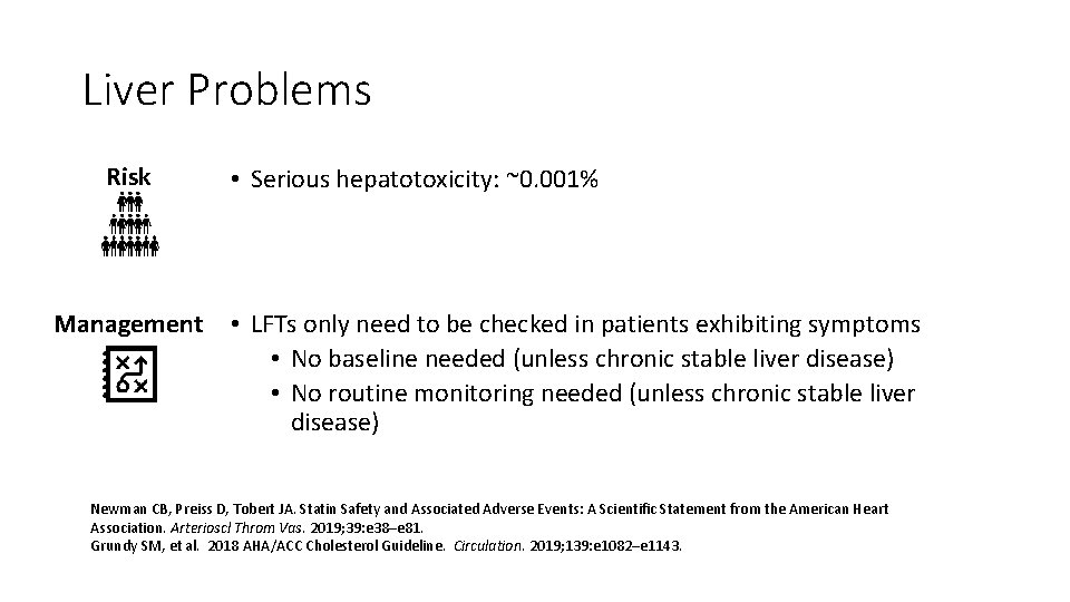Liver Problems Risk Management • Serious hepatotoxicity: ~0. 001% • LFTs only need to
