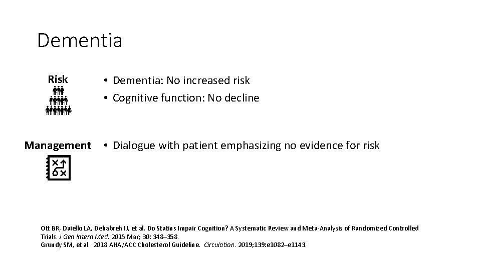 Dementia Risk Management • Dementia: No increased risk • Cognitive function: No decline •