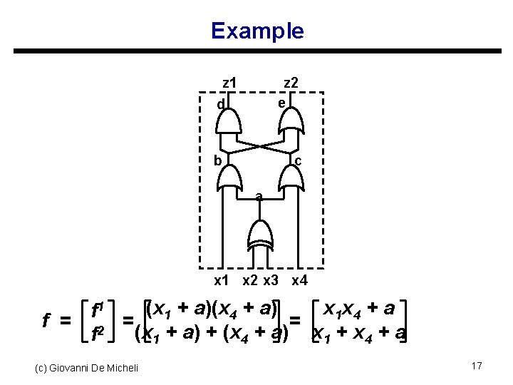 Example z 1 d z 2 e b c a x 1 x 2