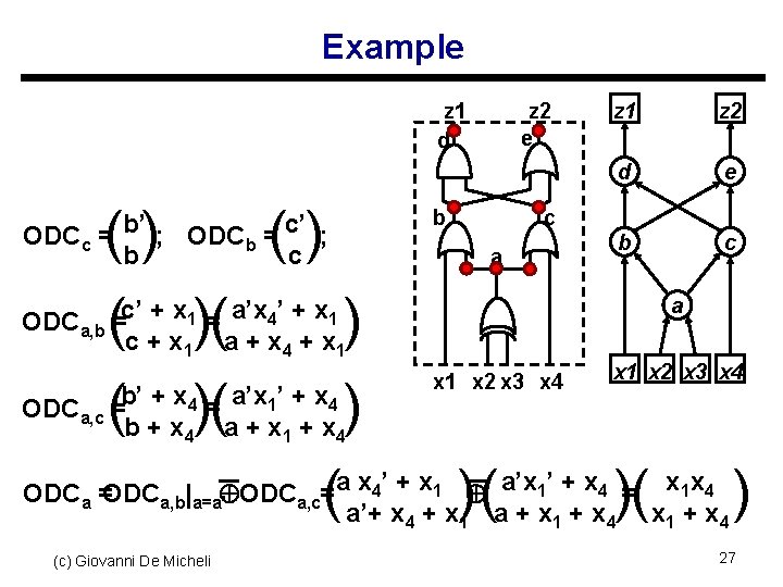 Example z 1 d z 2 e z 1 z 2 d e ()