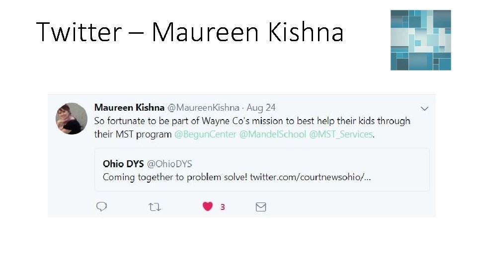 Twitter – Maureen Kishna 