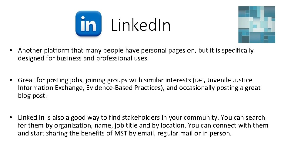 Linked. In • Another platform that many people have personal pages on, but it