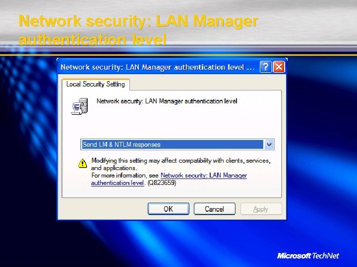 Network security: LAN Manager authentication level 