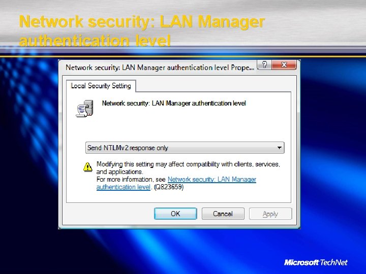 Network security: LAN Manager authentication level 
