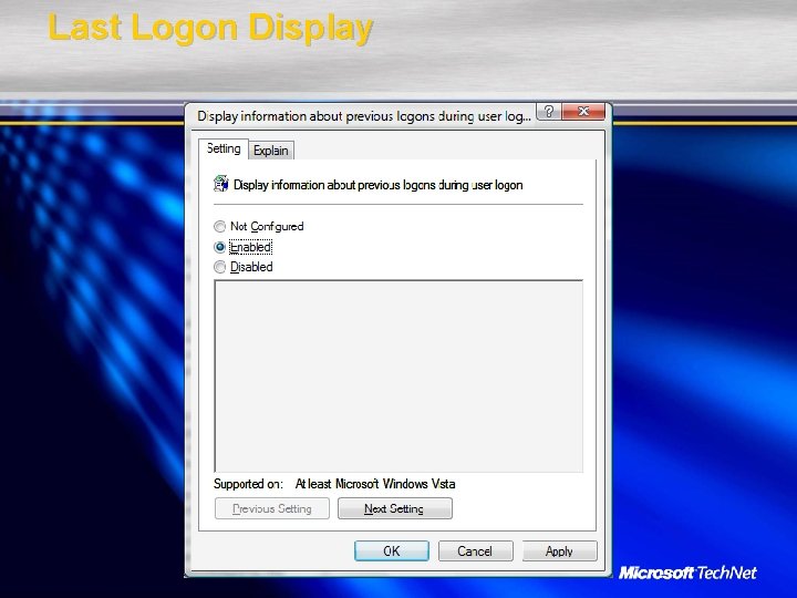 Last Logon Display 