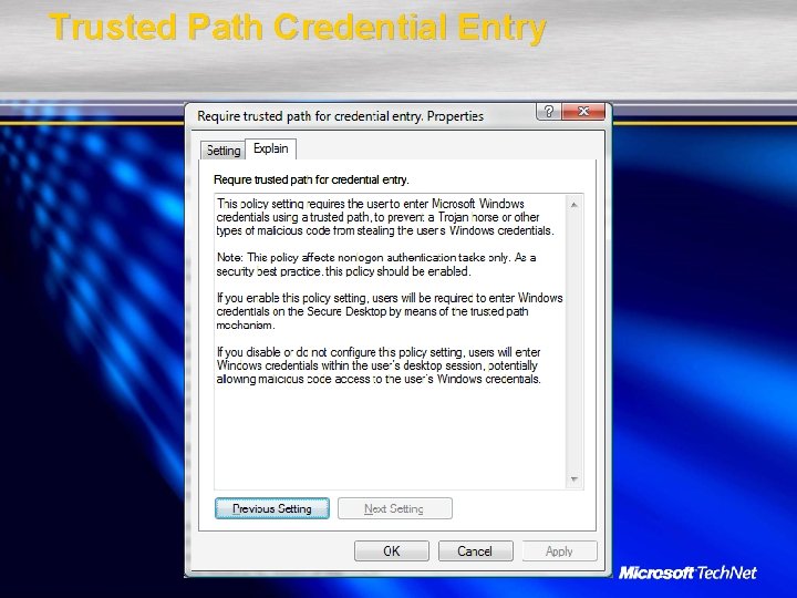 Trusted Path Credential Entry 