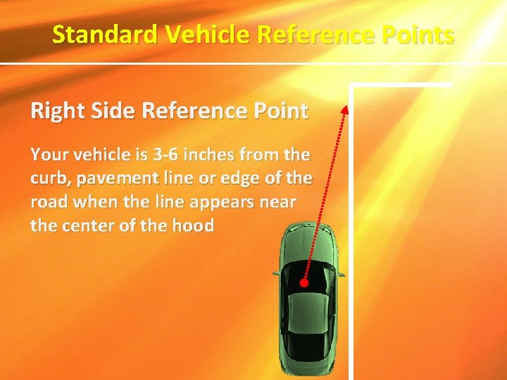 Standard Vehicle Reference Points Right Side Reference Point Your vehicle is 3 -6 inches