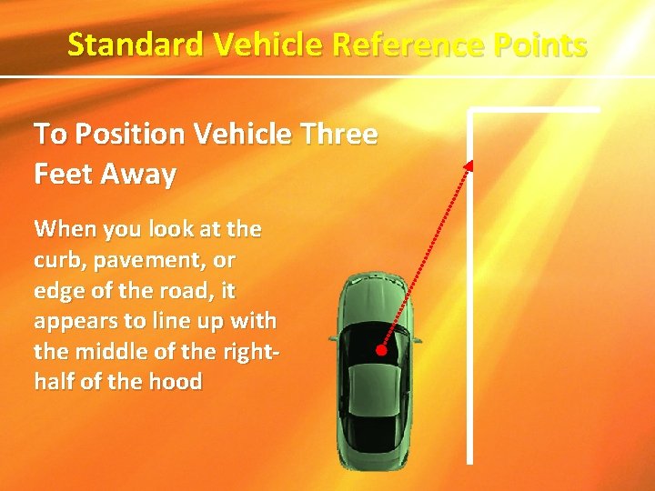 Standard Vehicle Reference Points To Position Vehicle Three Feet Away When you look at