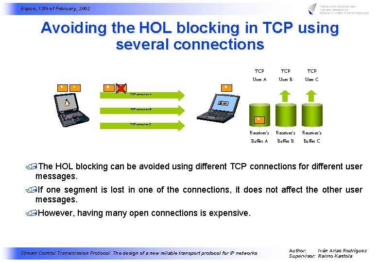 Espoo, 12 th of February, 2002 Avoiding the HOL blocking in TCP using several