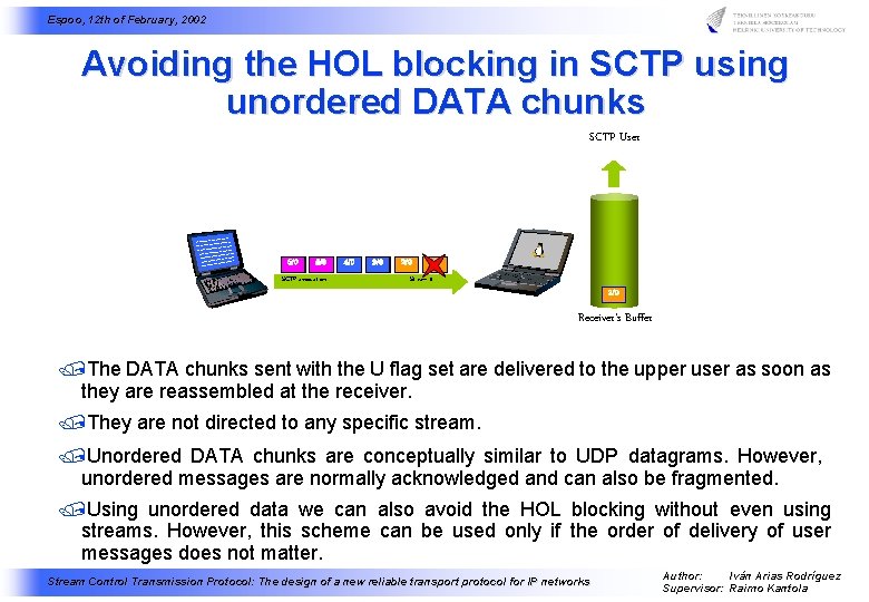 Espoo, 12 th of February, 2002 Avoiding the HOL blocking in SCTP using unordered