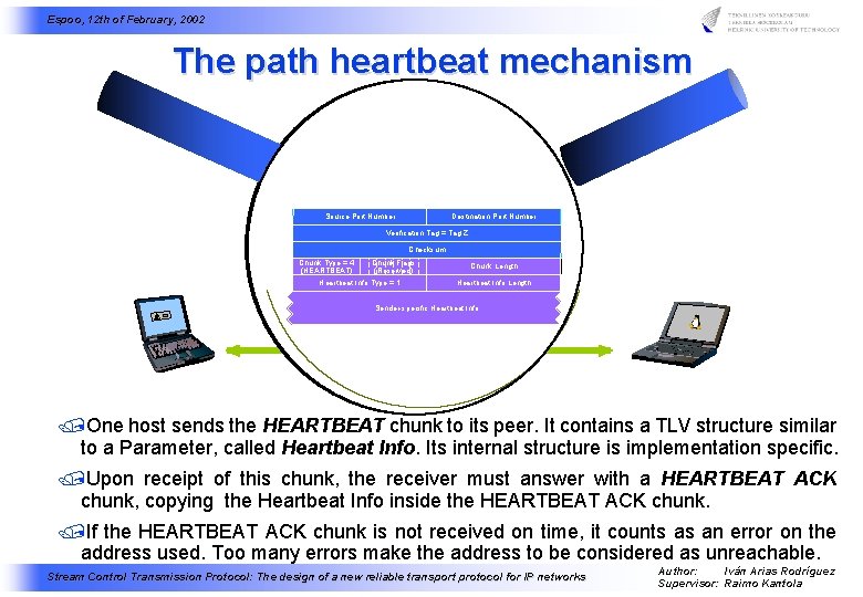 Espoo, 12 th of February, 2002 The path heartbeat mechanism Source Port Number Destination
