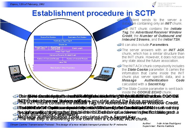 Espoo, 12 th of February, 2002 Establishment procedure in SCTP / The client sends