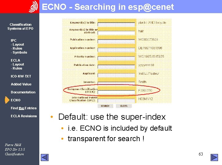 ECNO - Searching in esp@cenet Classification Systems at EPO IPC - Layout - Rules