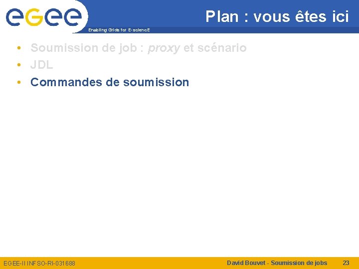 Plan : vous êtes ici Enabling Grids for E-scienc. E • Soumission de job